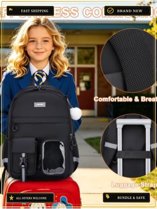 School Backpack for Teen Girls College Students 15.6 Inch Laptop Anti-Theft main image 2